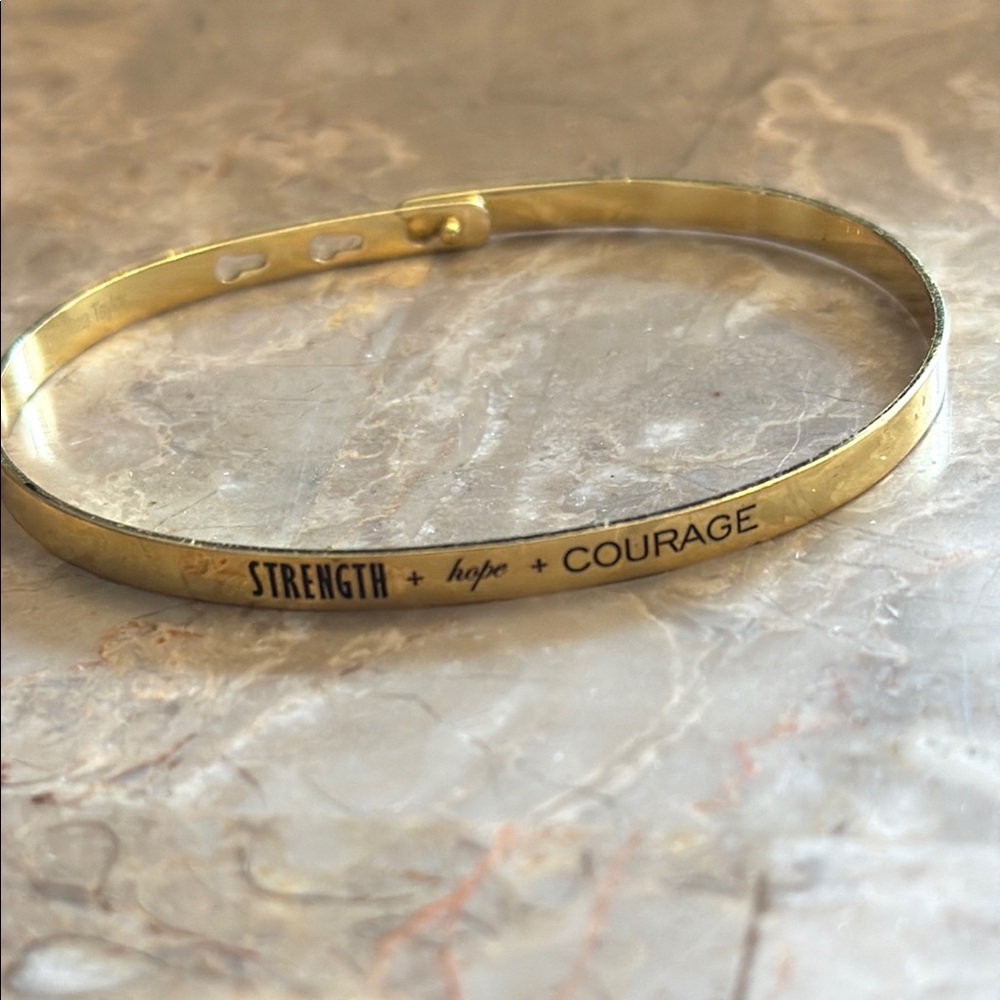 Chelsea Taylor strength hope encourage Gold Inspirational Bangle Bracelet
